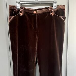 Vintage Velvet Pants Brown Straight Leg High Rise Sequins Women's XL 28" Inseam